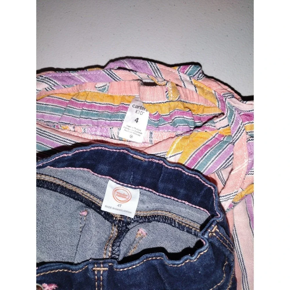 Carters Kid Wonder Nation Toddler Girls‎ 4T Striped Top and Denim Shorts Set